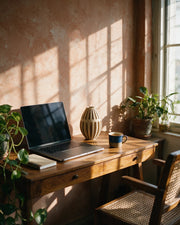 Rib Bud Vase – on a work desk in morning sun