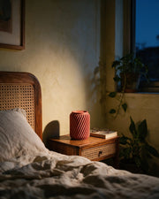 Rib Canister – at night on a bedside table