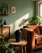 Rib Cone Vase – on a side table at golden hour