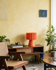 Rib Drum Mini Lamp – styled on a console