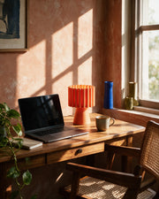 Rib Drum Mini Lamp – on a work desk in morning sun