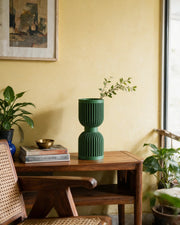 Rib Hourglass Vase – styled on a console