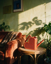 Rib Panel Watering Can – on a side table at golden hour