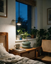 Rib Waist Planter – at night on a bedside table