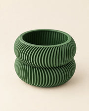 Ribbed Basin Planter – three-quarter studio view