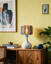 Ribbed Globe Table Lamp – styled on a console