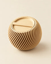 Ribbed Lidded Jar – three-quarter studio view