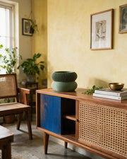 Ribbed Pedestal Planter – styled on a console