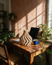 Ribbon Bulb Vase – on a work desk in morning sun