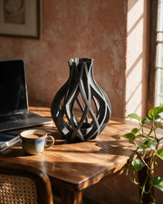Ribbon Swirl Vase – on a work desk in morning sun