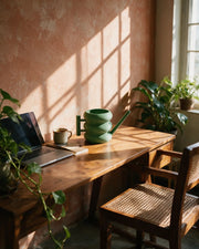 Ring Stack Watering Can – on a work desk in morning sun