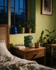 Ring Tier Planter – at night on a bedside table