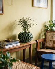 Ripple Fin Planter – styled on a console
