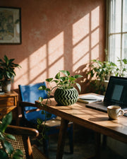 Ripple Fin Planter – on a work desk in morning sun