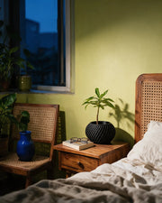 Rope Twist Planter – at night on a bedside table