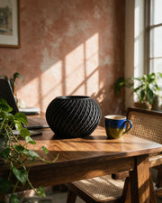 Rope Twist Planter – on a work desk in morning sun