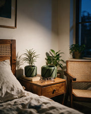 Slash Cut Planter – at night on a bedside table