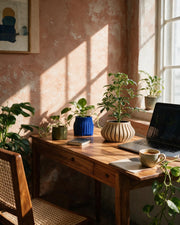 Slim Rib Planter – on a work desk in morning sun