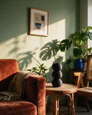 Sphere Stack Vase – on a side table at golden hour