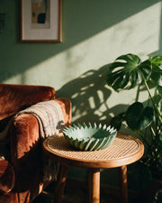 Spiral Blade Bowl – on a side table at golden hour
