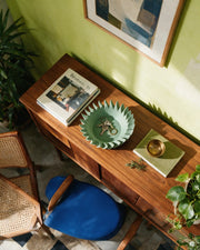 Spiral Blade Bowl – styled on a console