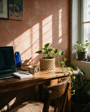 Spiral Rib Planter – on a work desk in morning sun