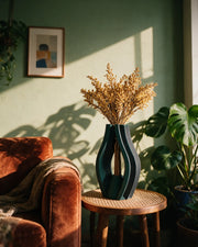 Split Fin Vase – on a side table at golden hour