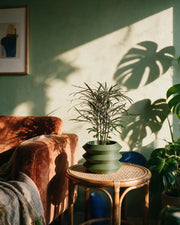 Stacked Ring Planter – on a side table at golden hour