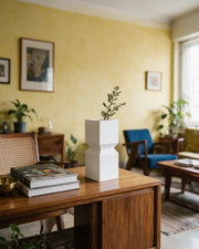 Step Block Vase – styled on a console
