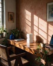 Step Block Vase – on a work desk in morning sun