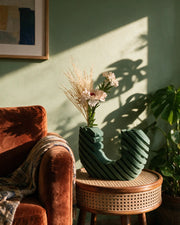 Step Wave Vase – on a side table at golden hour