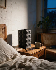 Stud Slab Vase – at night on a bedside table