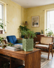 Studded Square Planter – styled on a console
