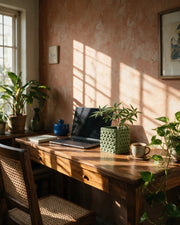 Studded Square Planter – on a work desk in morning sun