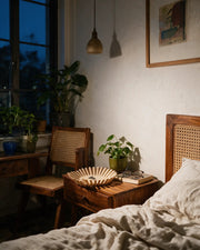 Sunburst Dish – at night on a bedside table
