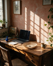 Sunburst Dish – on a work desk in morning sun