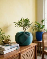 Sweep Fin Planter – styled on a console