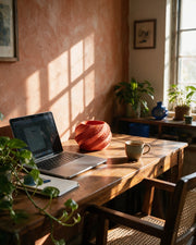 Swirl Shell Planter – on a work desk in morning sun