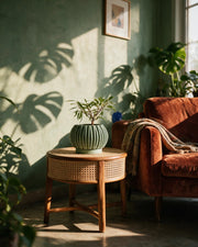 Textured Rib Planter – on a side table at golden hour