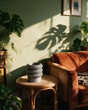 Triple Ring Planter – on a side table at golden hour
