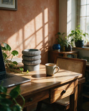 Triple Ring Planter – on a work desk in morning sun