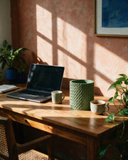 Twist Column Planter – on a work desk in morning sun