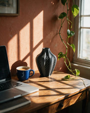 Twist Flame Vase – on a work desk in morning sun