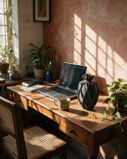 Twist Urn Vase – on a work desk in morning sun