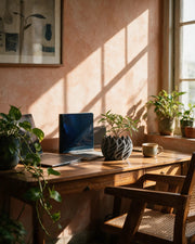 Twisted Flame Planter – on a work desk in morning sun