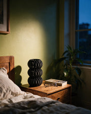 Wave Bubble Vase – at night on a bedside table