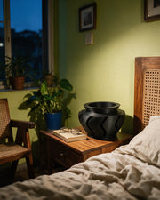 Wave Cut Planter – at night on a bedside table