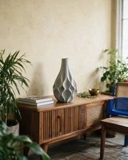 Wave Facet Vase – styled on a console