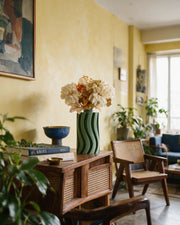 Wave Fin Vase – styled on a console