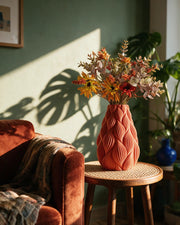 Wave Flow Vase – on a side table at golden hour